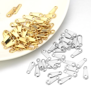 Golden and silver stainless steel teardrop jewelry tags for DIY necklace extension chains