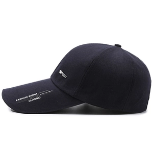 Casquette de baseball en coton bleu marine avec logo SPORT et bord pare-soleil allongé