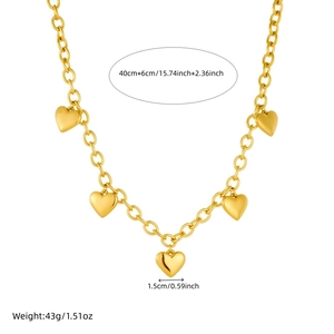 Chunky gold plated heart pendant necklace with thick chain on white background