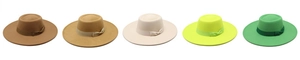 Collection de chapeaux fedora en laine marron, beige et vert avec rubans élégants