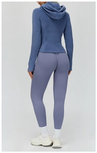 Slim fit hooded fleece jacket for women with stylish back stitching for outdoor sports