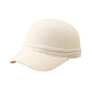 Minimalist cream white wool blend knitted baseball cap for autumn and winter outfits