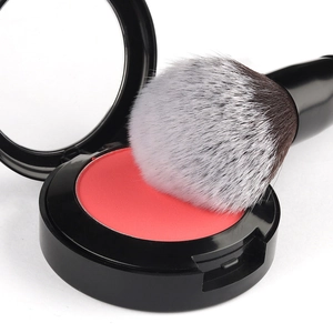 10-teiliges schwarzes Make-up-Pinsel-Set mit Farbverlauf und korallenrotem Rouge-Kompaktpuder