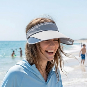 Grey wide brim sun hat for outdoor protection with adjustable side panels and stylish design