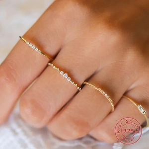 S925 Sterling Silver gold plated ring set with pearls and turquoise for women
