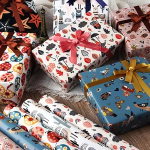 Gift Wrapping Paper Colorful Cartoon Animal Ladybug Star Pattern Copperplate Paper For Birthday Party DIY Crafts Decor