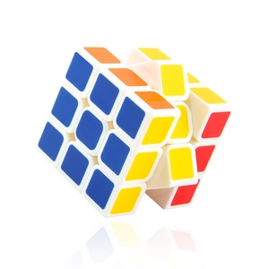Classic 3x3 speed cube for children with white base and colorful stickers for brain training