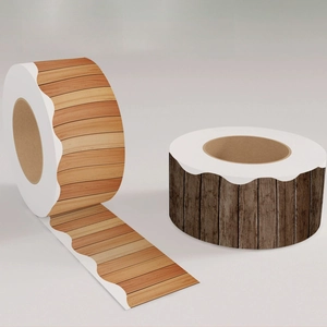 Decorative wood grain bulletin board border stickers in light and dark wave design rolls