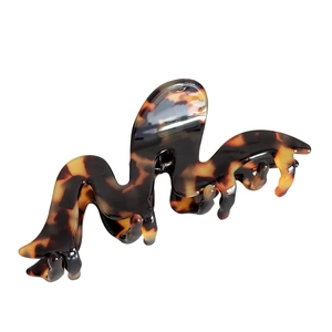 Tortoiseshell acetate wave hair claw clip with 3mm thickened polished glossy finish