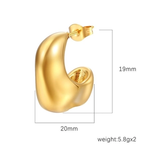 Organic Shape Irregular Geometric Chunky Hoop Earrings Stainless Steel Minimalist Retro Smooth Polished Accessory For Women