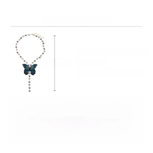 Detailed size and material guide for vintage butterfly necklace with rhinestones
