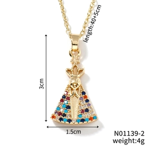 Détails du collier œil protecteur doré avec zircons colorés et mesures précises