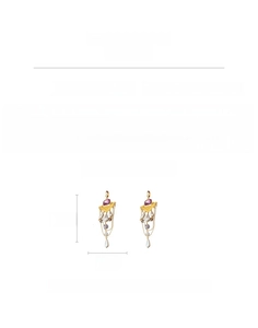 Detailed view of vintage gold tassel earrings with pearls and purple crystals measuring 10.7cm