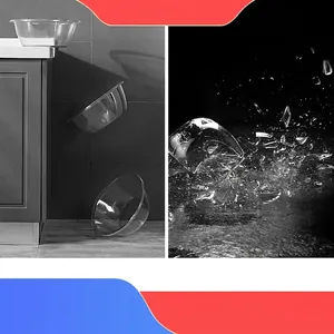 Shatterproof PET plastic transparent mixing bowl showing impact resistance vs glass