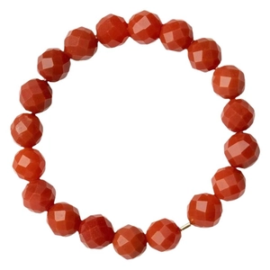 Polished faceted red tourmaline beaded ring with a minimalist slim elastic band design