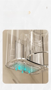 Detail of hollow bottom toothbrush holder for efficient drainage and air circulation