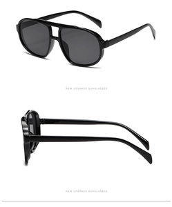 Detailed views of high-quality black aviator sunglasses with classic double bridge design