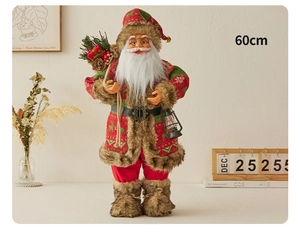 Detailed 60cm Santa Claus figurine with lantern standing on a white table decoration
