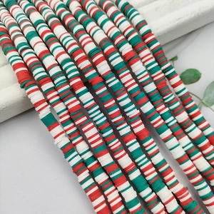 Christmas red, white and green 4mm 6mm polymer clay spacer beads for DIY jewelry making