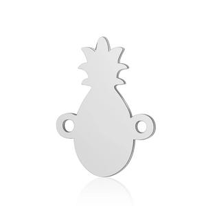 Detailed close-up of a silver stainless steel pineapple-shaped jewelry link connector