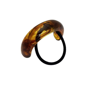 Élastique à cheveux en résine ambre en forme de U avec motif écaille de tortue vintage
