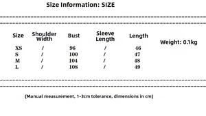 Detailed size chart for Summer embroidery sheer top showing measurements from XS to L