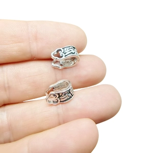 Ethnic style silver plated hollow flower charms for DIY bracelet and jewelry making