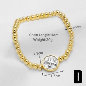 Close-up of 18k gold beaded bracelet featuring a 1.5cm balloon dog relief charm