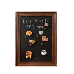 Set of resin coffee themed magnets featuring croissant and espresso on a chalkboard
