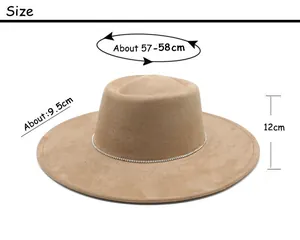 Guide des tailles pour chapeau en suède avec tour de tête 57-58cm et large bord 9,5cm