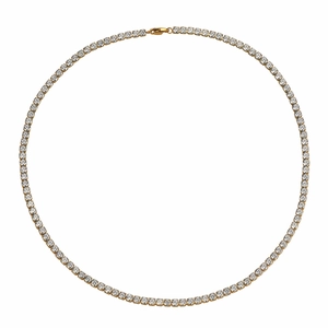 Tennis Chain Necklace Gold Plated Titanium Steel AAA Zirconia Iced Out Hip Hop Streetwear Unisex Elegant Jewelry