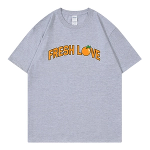 Cotton T-Shirt Short Sleeve Crew Neck Breathable Casual Graphic Print Fresh Love Fruit Loose Fit For Men
