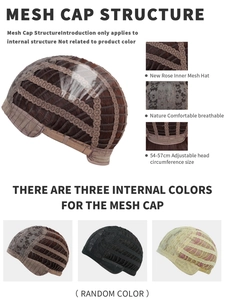 Breathable rose mesh wig cap structure with adjustable straps for 54-57cm circumference