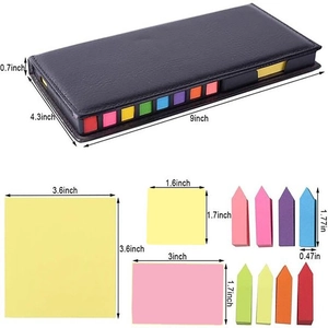 Schema dettagliato delle dimensioni per set di post-it in pelle PU con misure dei fogli