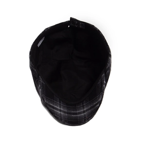 Classic black and grey plaid newsboy cap for men and women with soft inner lining