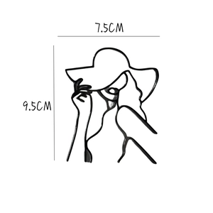 Decorazione per torta minimalista in acrilico nero con viso di donna, silhouette elegante, 9.5x7.5cm.
