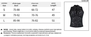 Detailed size chart with measurements for the sexy black lace hollow-out camisole top
