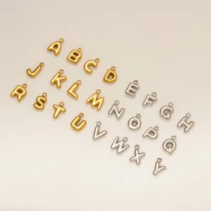 3D puff style alphabet charms in gold and silver for DIY jewelry making sets