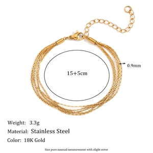 Minimalist multi-layered 18K gold-plated stainless steel snake chain bracelet for women