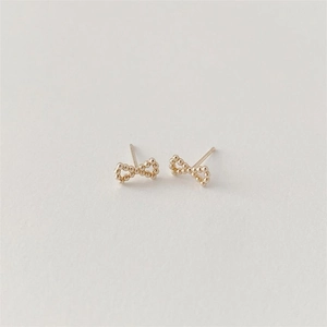 925 Sterling Silver Bowknot Stud Earrings Beaded Texture Minimalist Chic Fashion Jewelry For Women