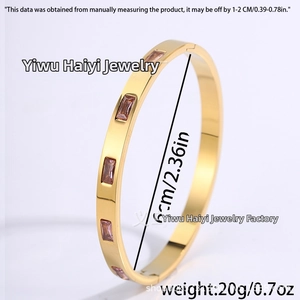 Detail of pink zircon bangle with measurements 6cm inner diameter and 20g weight