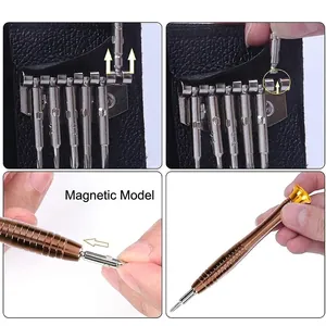 25-in-1 magnetic precision screwdriver set with leather case for electronic repairs