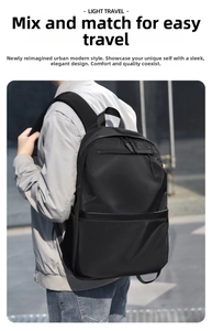 Detailed view of padded shoulder straps on a black high-density nylon laptop backpack