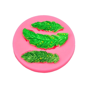 Stampo in silicone rosa a forma di piuma per decorazione torte e fondente con foglie DIY