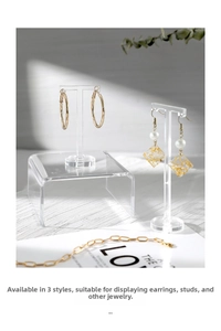 Clear acrylic T-shaped earring display stands and U-shaped riser set for jewelry