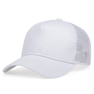 Detail view of white breathable mesh panel and precise stitching on the truck cap
