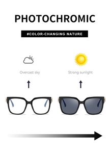 Comparison of photochromic lenses in cloudy and strong light for square frame sunglasses