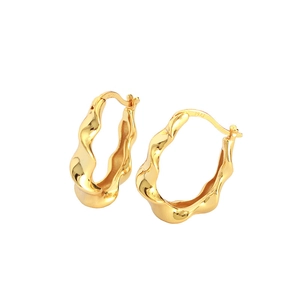 Irregular wave design S925 sterling silver earrings in gold plated finish for women