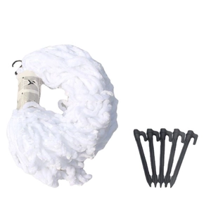 Halloween giant spider web set with plush white rope and five black ground stakes