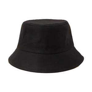 Classic black cotton twill bucket hat with wide brim for outdoor sun protection